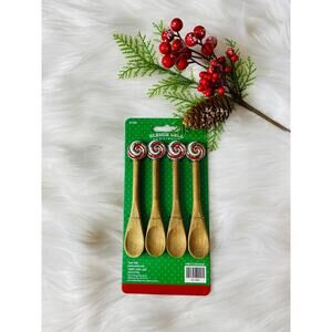 Hot Cocoa Holiday Peppermint Metal and Wooden Spoons